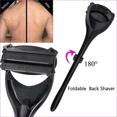 Fast Shipping Manual Back Shaver 2 Head Blades Body Leg Back Hair Razor Long Handle Safety Razor Foldable Hair Removal Trimmer