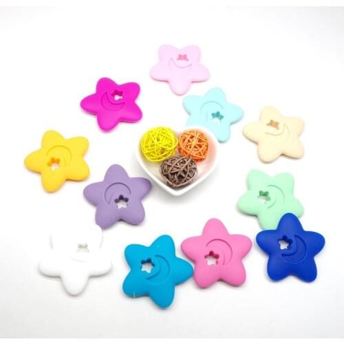 Chenkai 5PCS Safety Silicone Baby Teether Star Shape Training Tooth Chews Training Toys Infant Teether Massager Baby Tooth Care
