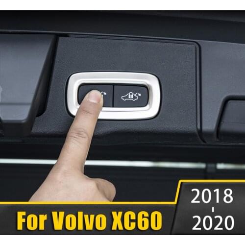 For Volvo XC60 2018 2019 2020 2021 Stainless Steel Car Styling Tail Electric Trunk Switch Buttons Frame Cover Trim Accessories