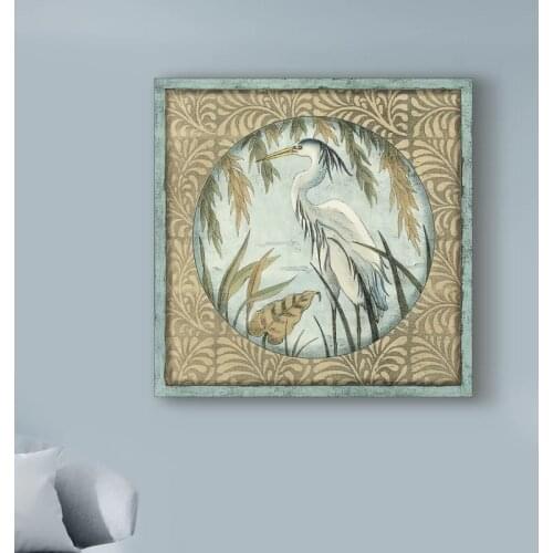 Home Decoration Hd White Crane Prints Green Leaf Painting Pictures Wall Art Modular Canvas Animal Modern Poster For Living Room