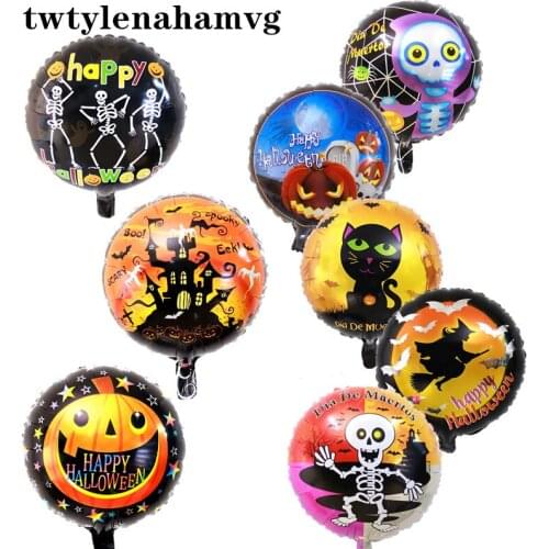 Halloween Party Aluminum Foil Self-Styled DIY Toy Round Balloon Boy Girl Holiday Game Decoration Photo Props Childrens Day Gift