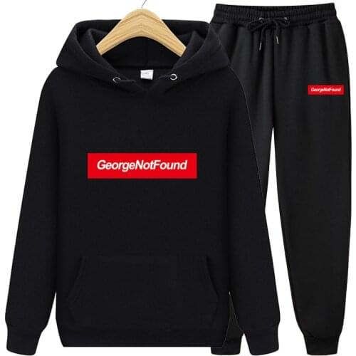 Spring autumn mens GeorgeNotFound hooded sweater trousers suit men' sports leisure two-piece suit of the same colors hoodes men