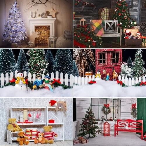 Lyavshi Christmas Photography Background Winter Snow Tree Gift Photography Backgrounds Customized Photographic Backdrops