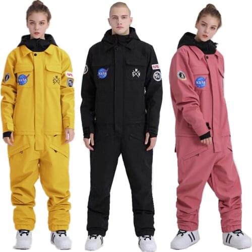 SMN Ski Suit One Piece Jacket Snowboard Overall Winter Unisex Waterproof Breathable Warm Men Women Skiing Snowboarding Jumpsuit