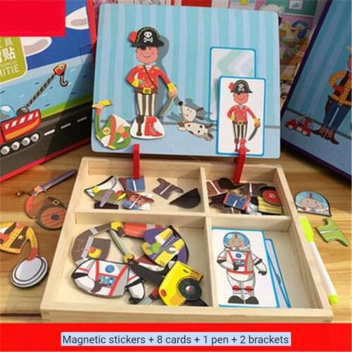 Early Education Magnetic 3D Stickers Puzzles Childrens Toys Magnetic Paste Face Features Wooden Toys