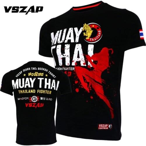 VSZAP Jerseys short sleeve T-shirt combat clothes muscle muay Thai mma cotton kick boxing Shirts