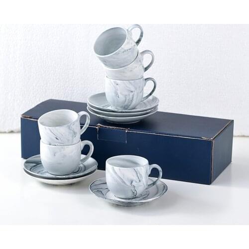 Nordic marbled ceramic cup and saucer set tea cup home coffee cup mug milk tea coffee green drink gift