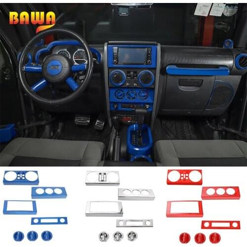 BAWA Interior Mouldings Stickers for Jeep Wrangler JK 2007-2010 Automobile Console Air Conditioner Switch Decoration Accessories