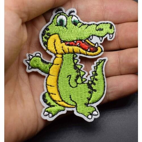 Crocodile Animal Iron On Embroidered Clothes Patches For Clothing Stickers Garment Wholesale
