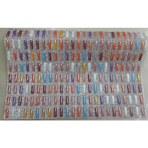 New!24*40cm Ceramics 5*15mm Hotfix Rhinestone Banding Heat Transfer Motifs Iron On Mesh Strass Crystal Decorative Sewing Trim