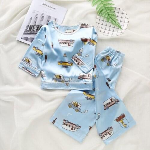 Children boys pajamas suit girls home clothes kids baby sleepwear summer fashion thin nightclothes sets child indoor pyjamas