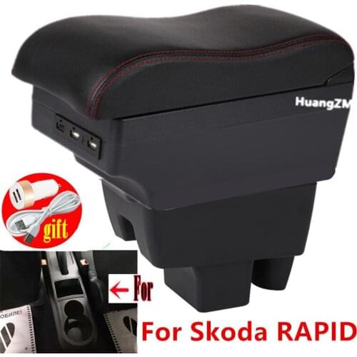 For Skoda RAPID Armrest Retrofit For Volkswagen Polo 2020 Car Armrest box Center Storage box car accessories Interior USB