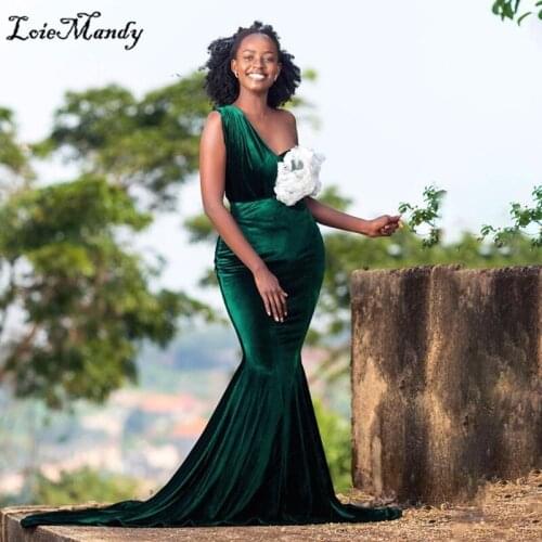 Luxury Velvet Mermaid Bridesmaid Dresses 2021 One Shoulder African Wedding Guest Dress For Women Newest Kenya Vestido madrinha