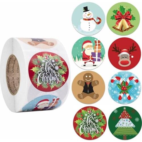 Christmas Gift Box 500Pcs Round Labels Kraft Paper Thank You Sticker DIY Gift Baking Package Envelope Stationery Decoration