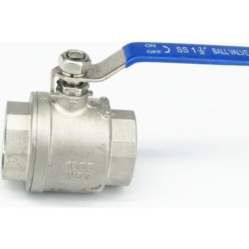 DN40 1-1/2" BSP Female Full Port 304 Stainless Steel 2-Piece Type Ball Valve Water Gas Oil