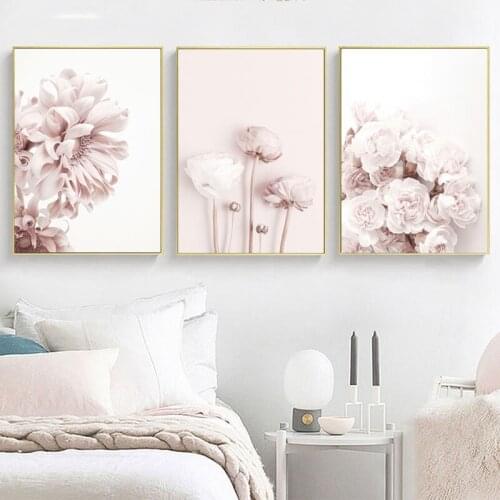 Modern Flower Wall Pictures for Living Room Pink Canvas Printings Unframed Poster Cuadros Decoracion Salon Wall Art Painting