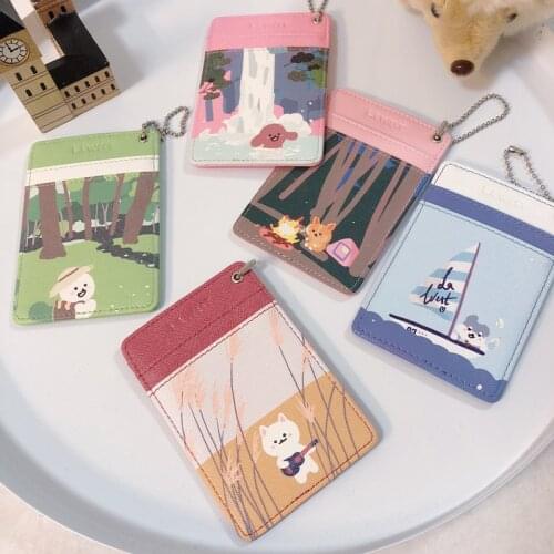 STARRY FOREST cute PU card holder cases bank camping dogs series small wallet for girl