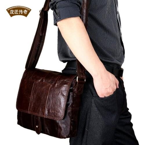 Mens Shoulder Crossbody Bag For Ipad Flap Zipper Messenger Vintage Designer Soft Genuine Leather Retro Business Casual Bags