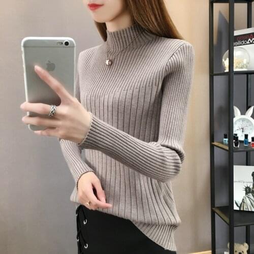 Autumn Winter Women Sweater Casual Solid Turtleneck Female Pullover Full Sleeve Warm Soft Spring Autumn Winter Knitted Cotton