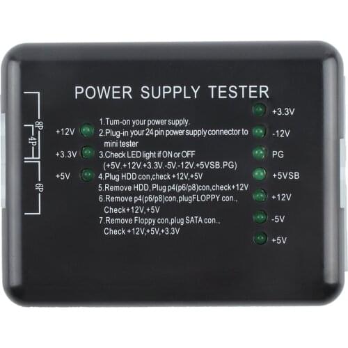 Power Supply Tester Checker LED 20/24 Pin for PSU ATX SATA HDD Tester Checker Meter Measuring for PC Compute Wholesale