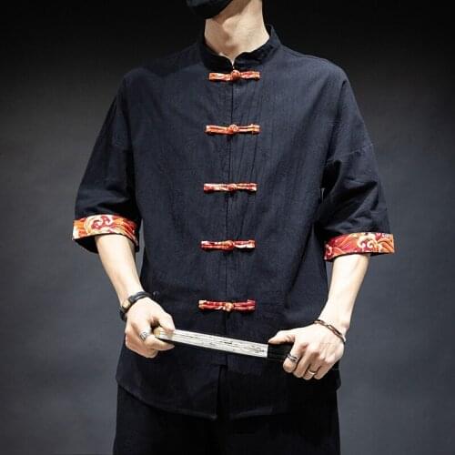 Traditional Chinese Clothing For Men Hanfu Ethnic Retro Tops Streetwear Mens Clothing Cheongsam Tang Suit Kung Fu Clothes KK3618