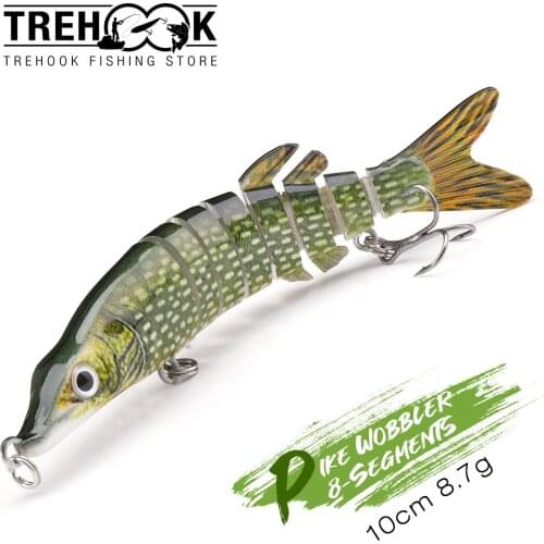 TREHOOK 10cm 8.7g Lifelike Pike Wobbler for Fishing Artificial Bait Hard Sinking Jointed Swimbait Crankbaits Fishing Lure Tackle