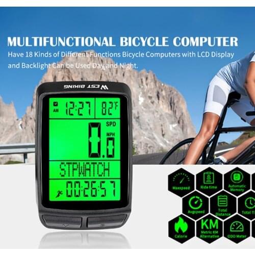 Bicycle Wireless Speedometer 5Language LED Backlight Multifunction Cycling Odometer Stopwatch Waterproof Bicycle Computer Code M