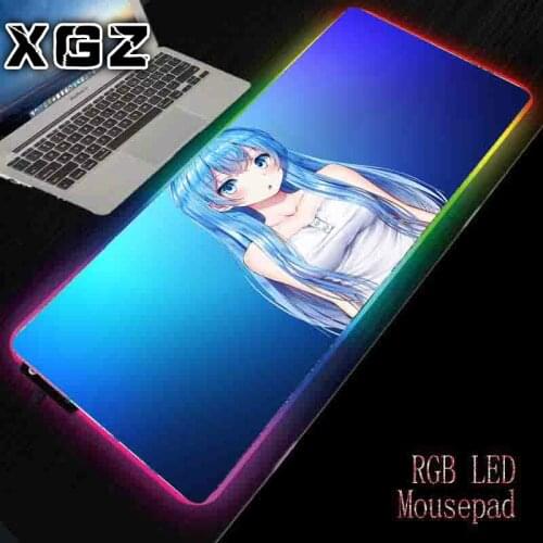 XGZ Anime Mouse Pad RGB Cute Girl Pattern Computer Notebook Desk LED Gaming Accessories Mouse Pad Wireless Charging Mouse Pad