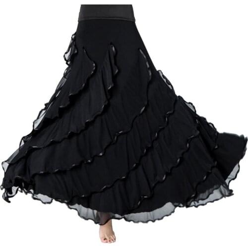 Women Ballroom Costumes Flamengo Latin Modern Dancewear Big Swing Skirt For Ladies Stage Performance Practice Dance Long Dress