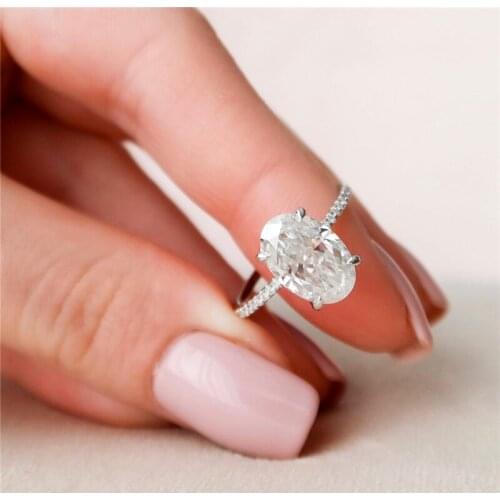 4.5carats 12*8MM Oval Ice Cut Moissanite Womens Ring 18K White Gold Fine Jewelry Solitaire Engagement Anniversary Ring For Gift
