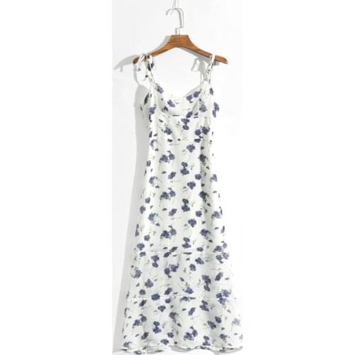 Women casual summer dress flower print dress Slim sling Vestidos