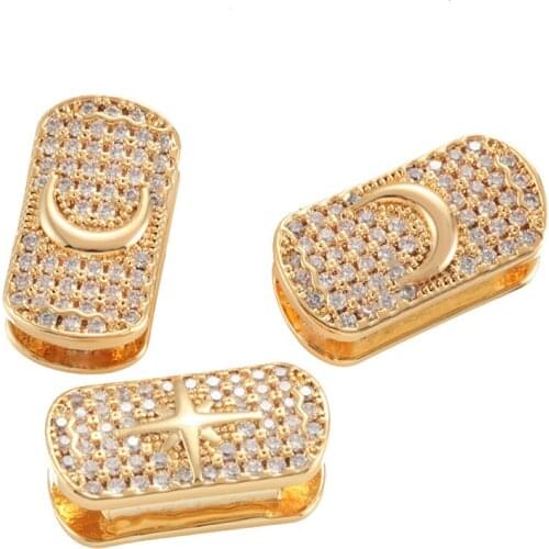Gold Cube Beads for Jewelry Making Supplies Charm Cuboid Beads for Diy Bracelet Necklace Copper CZ Zircon Accessories Wholesale