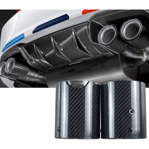 1 PCS oulet 93mm length 110mm Glossy carbon fiber Exhaust tips Muffler pipe for BMW M5 F90 Stainless steel carbon fiber
