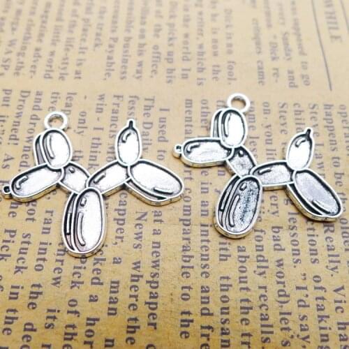 10pcs/Lot 25x27mm Lovely Dog Alloy Charms Antique Silver Color Pendants for DIY Jewelry Making Charm