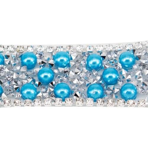 10yard Beaded Crystal Hot fix Rhinestones Lace Ribbon Applique Iron on Motif Clothes Bag Decoration Sewing Accessories T1934