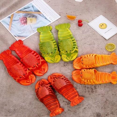 2021 Creative Slippers Ma'Am Neutral Children Simulation Lobster Household Sandals Beach Shoes Leisure Time Red Parenting 24-41