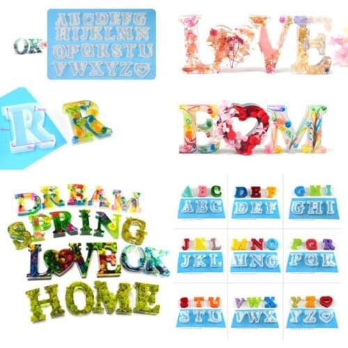 26 Capital English Letter Resin Casting Molds Kit 3D Alphabet Keychain Pendant Resin Silicone Molds Jewelry Making Tools