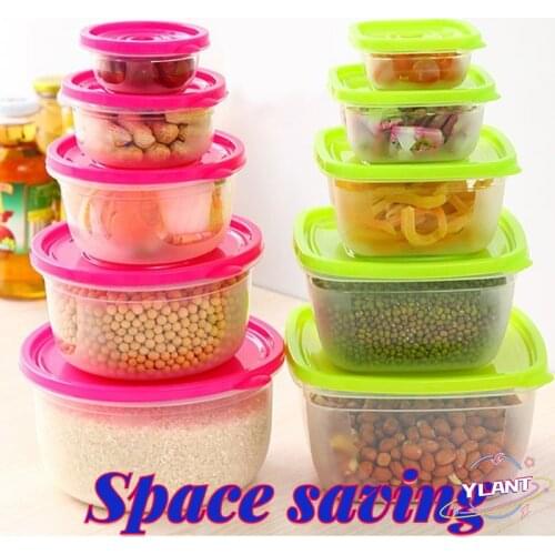 5 Pieces Sets plastic Lunch Box Portable Bowl Food Container Lunchbox Eco-Friendly Food Storage Boxes Kitchen Seal Box