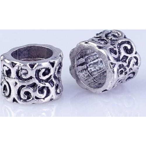 70pcs Tibetan Silver Metal DIY beads big hole round beads fit for style European Bracelets