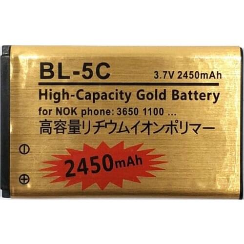 2pcs New 2450mAh Original Phone Battery BL-5C BL5C BL 5C Phone Bateria Replace For Nokia 2112 2118 2255 2270 2280