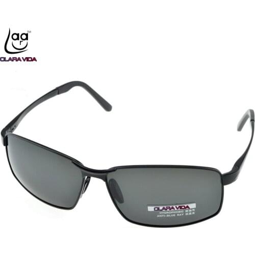Brand CLARA VIDA Al-Mg Alloy Inner Coating Polarized Sunglasses Men Black UV Polaroid Sport Driving Outdoor Designer Sun Glasses