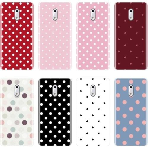 TPU Polka Dot Heart Love Pink Red Black White Case For Nokia 1 2 3 5 6 8 Soft Silicone Back Cover For Nokia X6 7 Plus Phone Case