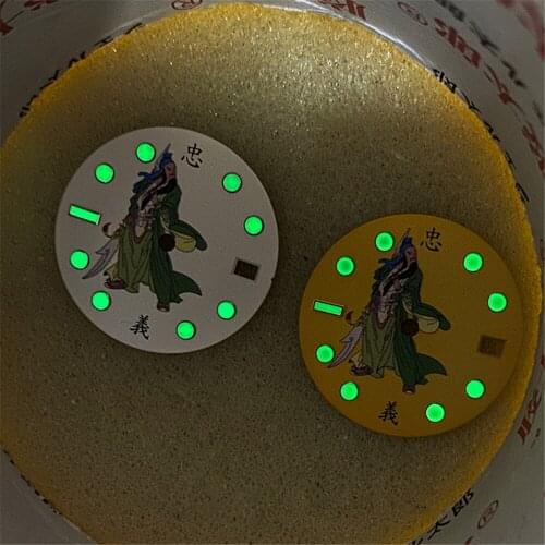 28.5MM Watch Dial Green Luminous Wristwatch Dial for SKX007 NH35 Watch Movement Parts