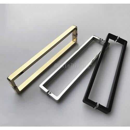1PCS 304 Stainless Steel Double Side Shower Room Glass Door Handle Square Back-to-Back Bathroom Sliding Door Push Pull GF116
