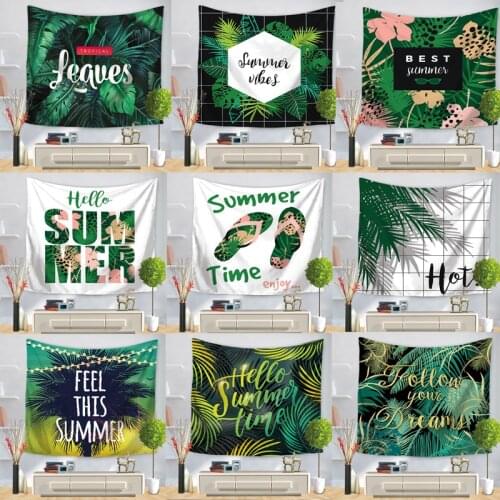Plant Leaves Tapestry Wall Hanging Ceiling Cover Furniture Cover Green Pineapples Style Pattern Decorative Tapestry