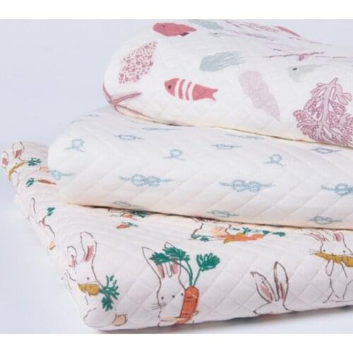 Printing Cotton Quilted Knitted Fabric Quilted Cotton for Autumn And Winter Thick Air Layer baby Clothing Fabric Cloth 50x180cm