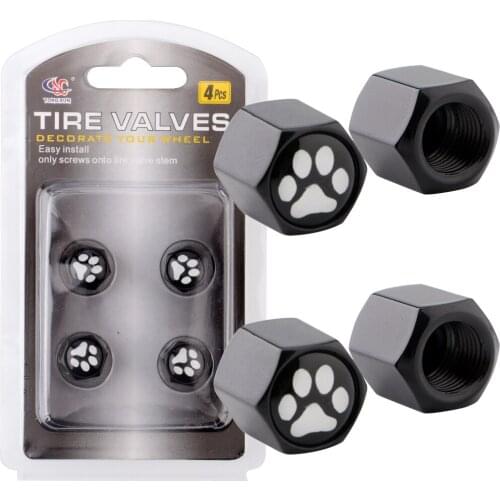 4PCS Automobile Valve Caps Car Wheel Decorate Tire Valve Titanium Black Alloy
