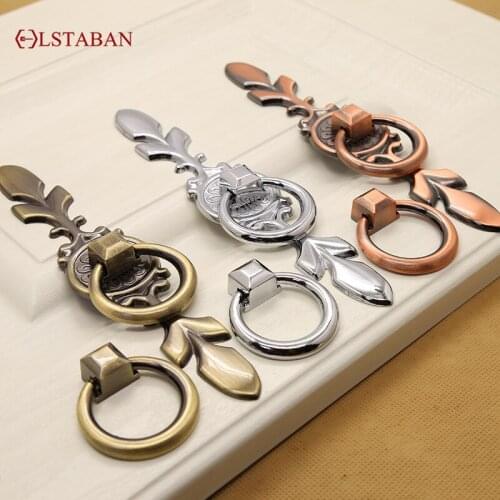 LSTABAN European Style Simple Antique Copper Cabinet Door Drawer Shoe Cabinet Wardrobe Door Single Hole Round Zinc Alloy Handle
