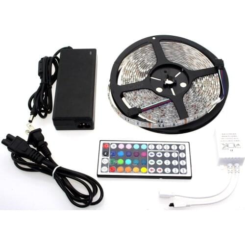 Colour changing led strip 5050 60leds/m flexible LED RGB rope ribbon led tv light + 44Key Controller + 12V 6A Power Adapter