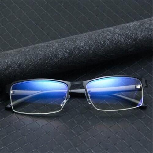 Metal frame Fashion half frame flat mirror Mens business anti-blue goggles